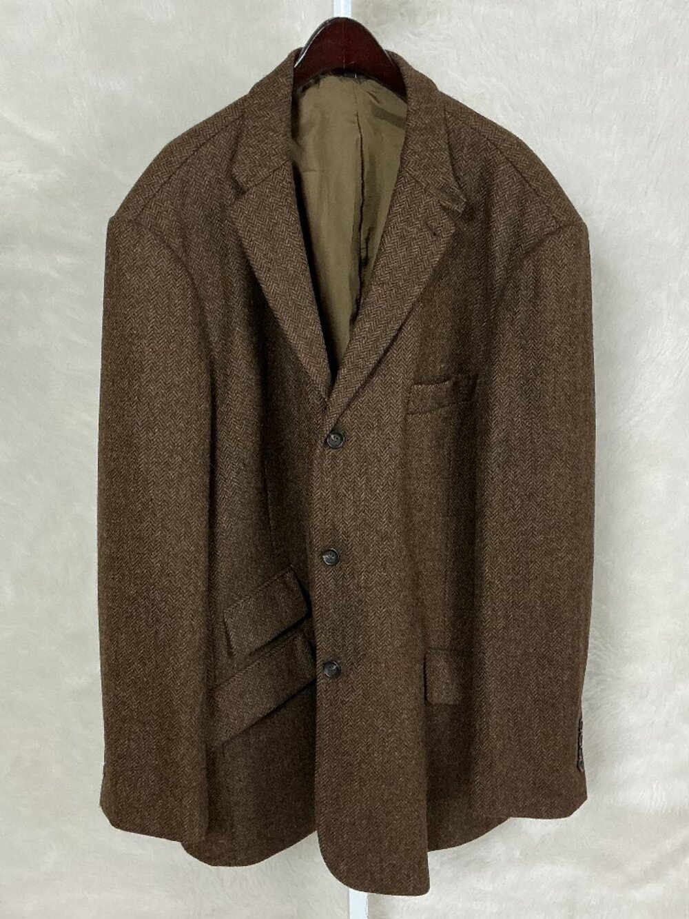 J. Peterman Brown Tweed Moon British Wool 3 Button Sport Coat NWOT 56